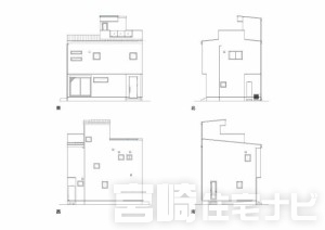 立面図掲載中。各立面図（東・西・南・北）から建物の形状・窓の配置・屋根勾配などがご確認いただけます。