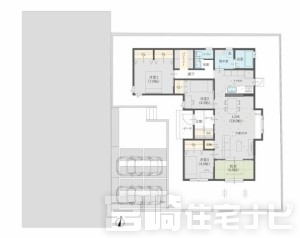 敷地内に3台の駐車スペースを確保。前面道路は約8mで、車の出し入れもスムーズです。