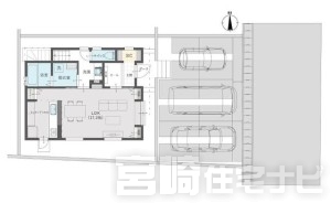 <p>敷地内に3台の駐車スペースを確保。<br />
前面道路は約6mで、車の出し入れもスムーズです。</p>
