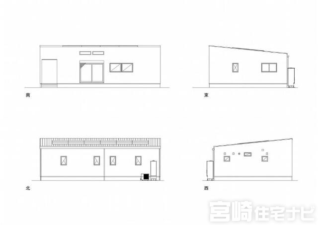 <p>立面図掲載中。各立面図（東・西・南・北）から建物の形状・窓の配置・屋根勾配などがご確認いただけます。</p>
