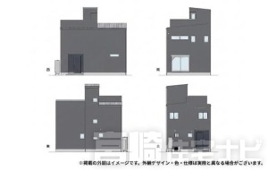 立面図掲載中。各立面図（東・西・南・北）から建物の形状・窓の配置・屋根勾配などがご確認いただけます。