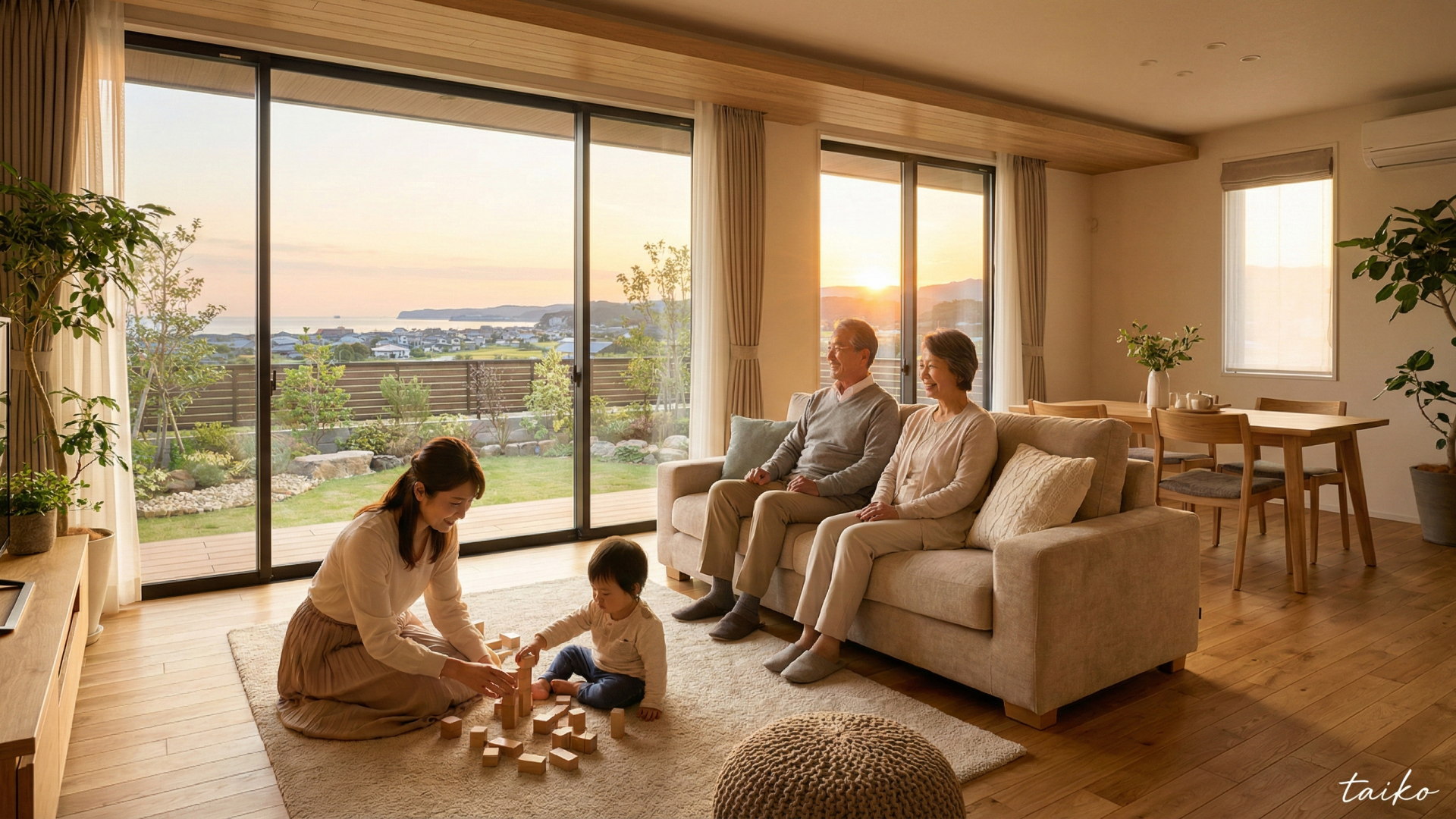 毎日の家事を「こなす」から「楽しむ」へ。毎日の暮らしを快適にする充実の設備が、最初から揃っています。深型食洗機やタッチレス水栓、IHクッキングヒーターを備えた人造大理石キッチンは、お料理や後片付けの手間を減らし、家族団らんの時間を増やしてくれます。さらに、雨の日や花粉の季節のお洗濯に頼もしい浴室換気乾燥暖房機、荷物が多い日に嬉しいスマートキーや宅配ボックスなど、日々の「ちょっとしたストレス」を解消し、ご家族の笑顔を増やす工夫が満載です。