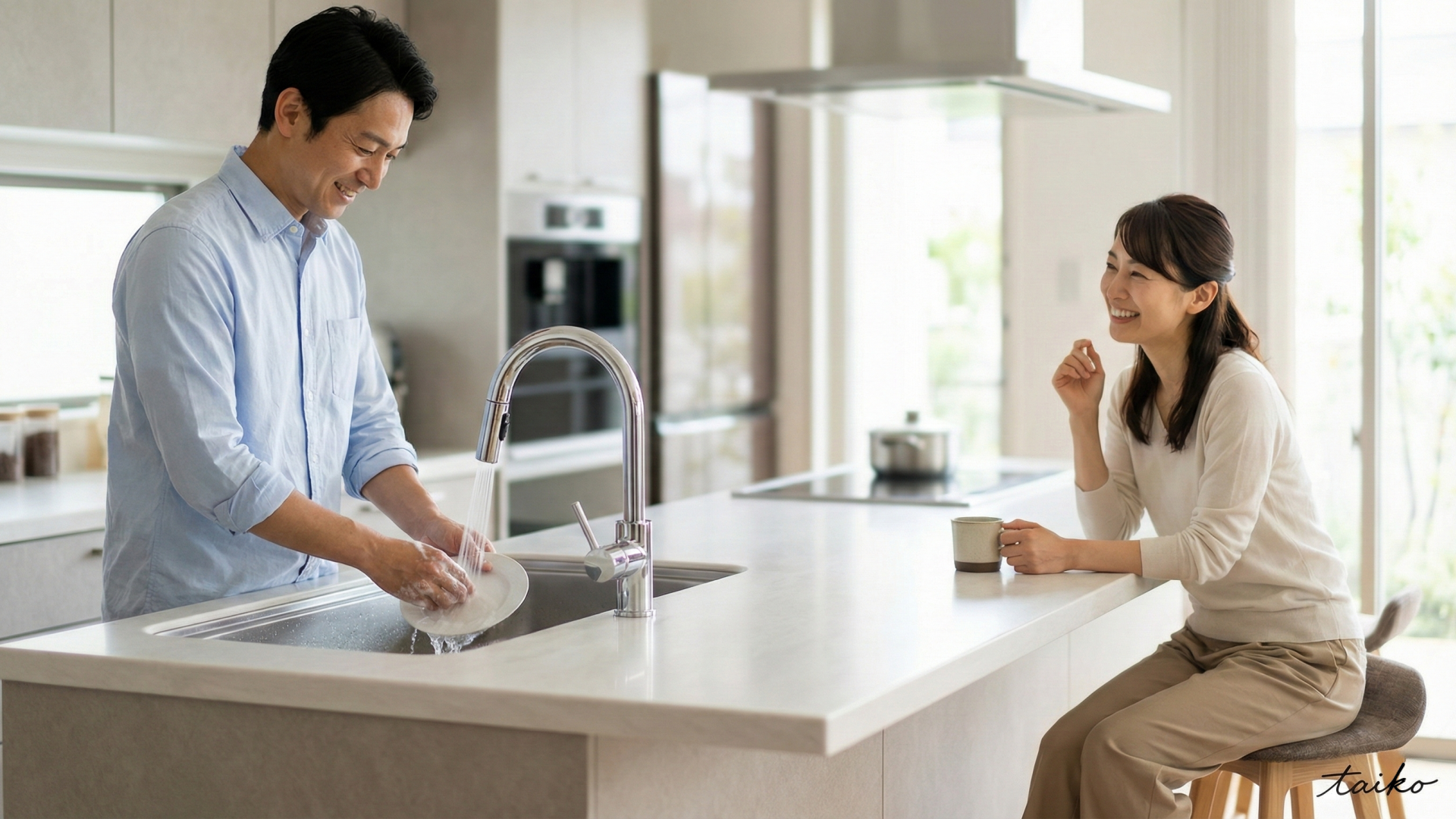 毎日の家事をときめきに変える、ハイグレードな標準設備。キッチンは、お手入れ簡単な人造大理石天板に加え、家事時間を短縮する深型食洗機や、衛生的なタッチレス水栓を採用。バスルームは雨の日や冬場の入浴も快適な浴室換気乾燥暖房機付き。玄関ドアは便利なスマートキー仕様。不在時でも安心の宅配ボックスも完備しています。