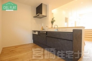 <p>キッチンは人造大理石の天板を使用。人造大理石は汚れが付きにくく、水垢も目立ちにくいので、お掃除は比較的に楽で水まわり設備に適した素材です。</p>
