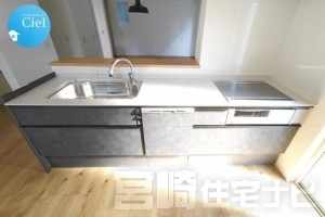 <p>キッチンは人造大理石の天板を使用。人造大理石は汚れが付きにくく、水垢も目立ちにくいので、お掃除は比較的に楽で水まわり設備に適した素材です。</p>
