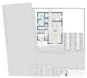 <p>敷地内に2台の駐車スペースを確保。<br />
前面道路は約7.6mで、車の出し入れもスムーズです。</p>
